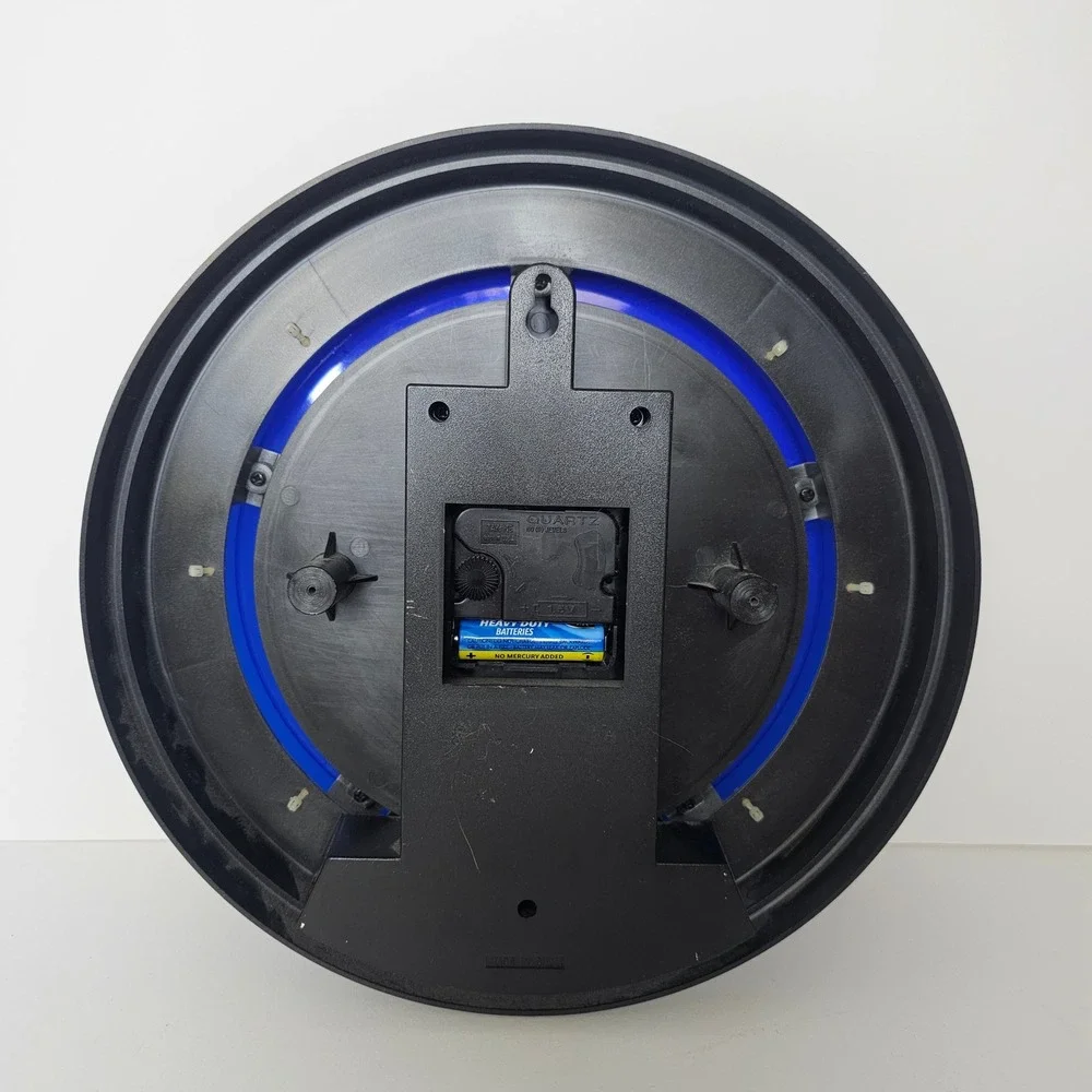 Sterling & Noble Blue Neon Wall Clock Retro Black Dial  11.5 Inch